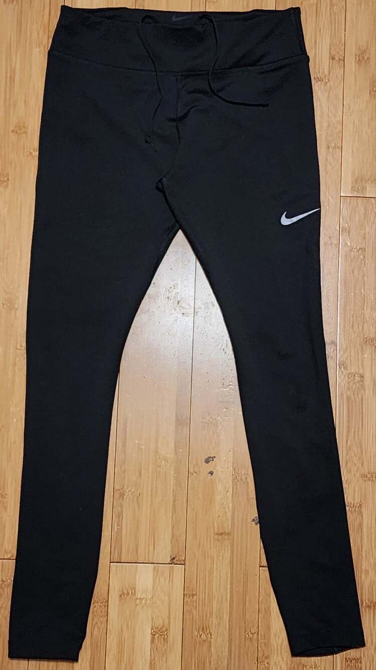 Nike Dri-Fit Fast Running Tights Womens Medium Black Stretch Swoosh Logo Gym